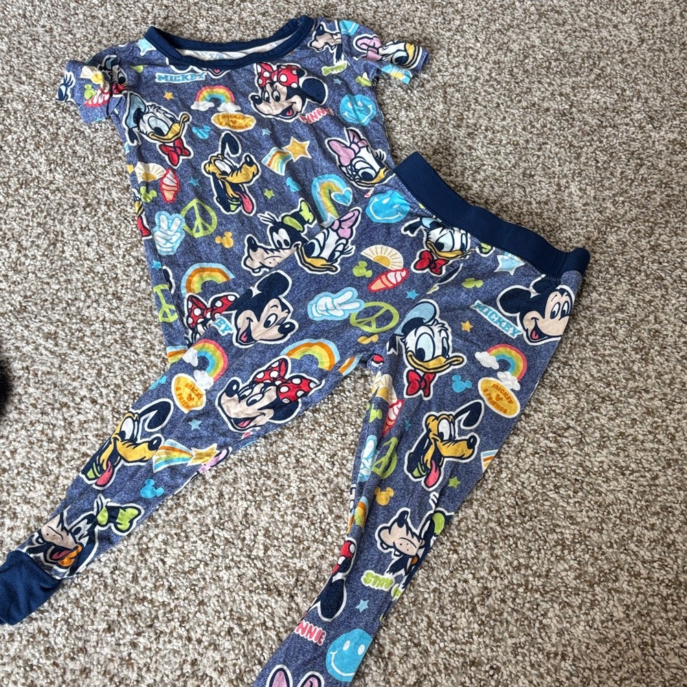 Disney Kids Pajama Set - Blue with Cartoon Characters